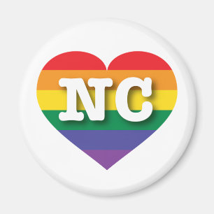 I Kärlek North Carolina Rainbow Heart Magnet