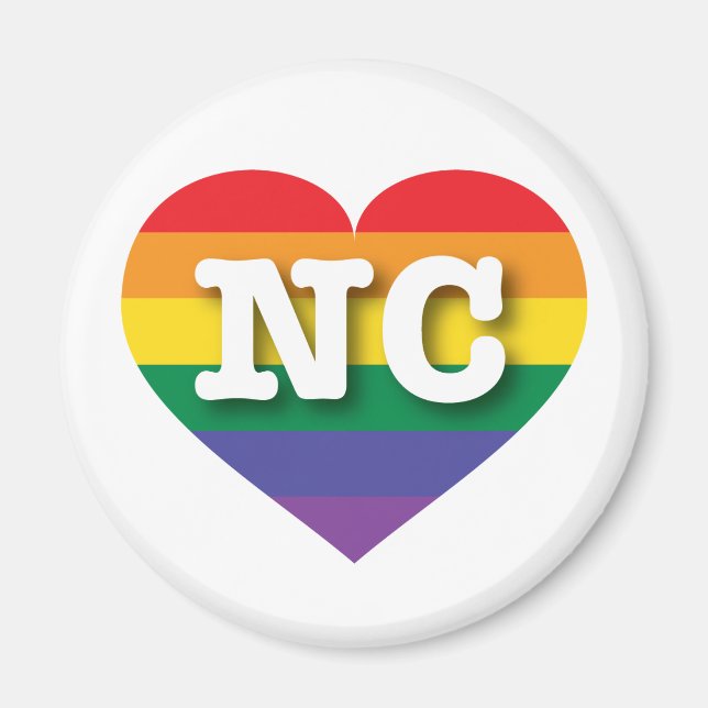 I Kärlek North Carolina Rainbow Heart Magnet (Framsidan)