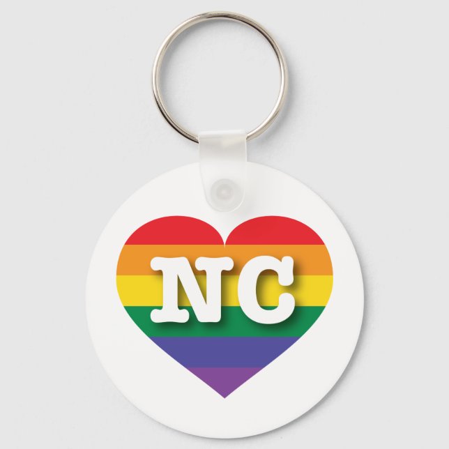 I Kärlek North Carolina Rainbow Heart Nyckelring (Framsida)