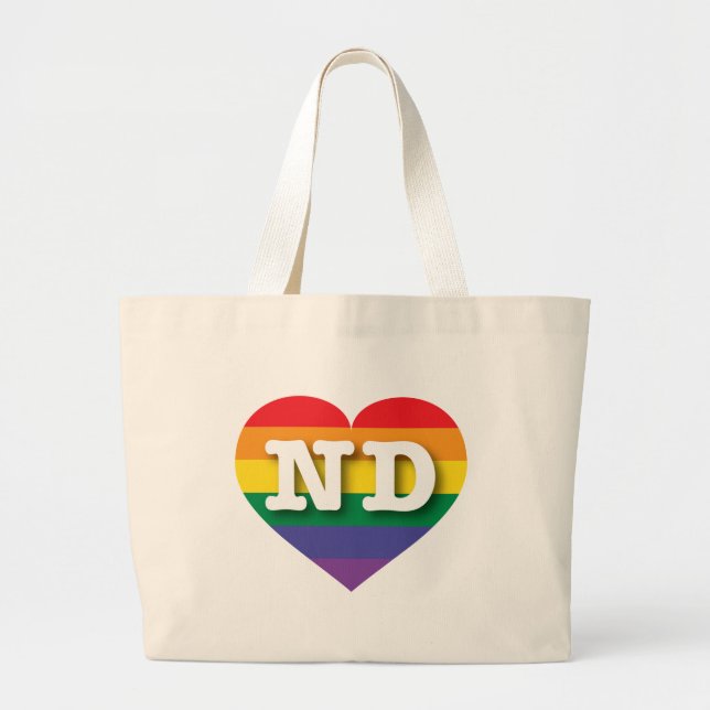 I kärlek North Dakota Gay pride Rainbow Heart Jumbo Tygkasse (Framsidan)