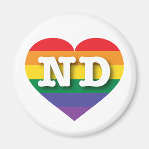 I Kärlek North Dakota Rainbow Heart Magnet