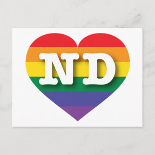 I Kärlek North Dakota Rainbow Heart Vykort