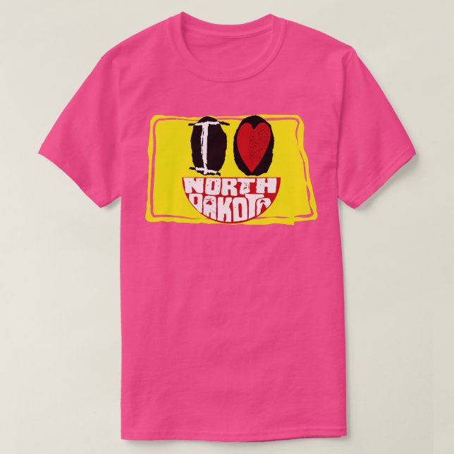 I Kärlek North Dakota Smiling Lycklig Ansikte T Shirt (Design framsida)