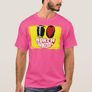 I Kärlek North Dakota Smiling Lycklig Ansikte T Shirt