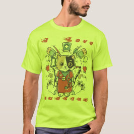 I Kärlek Nursing - Cat Nurse T Shirt
