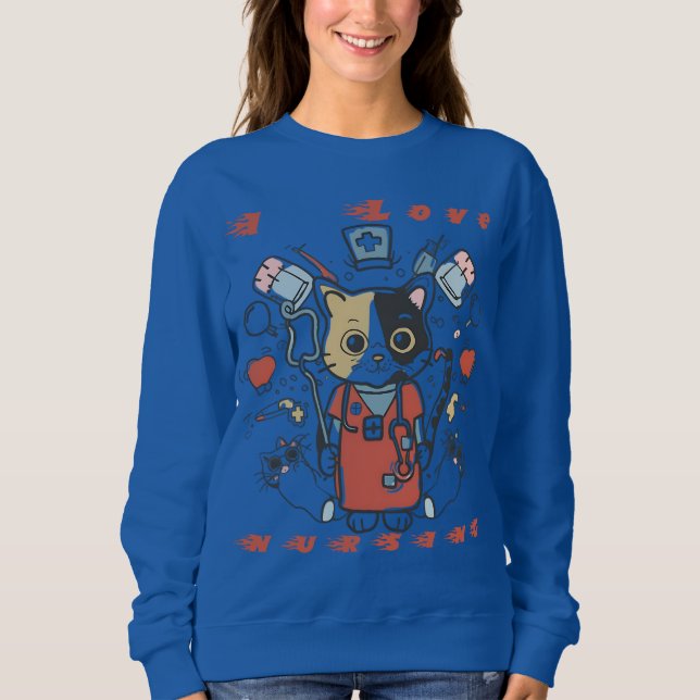 I Kärlek Nursing - Cat Nurse T Shirt (Framsida)