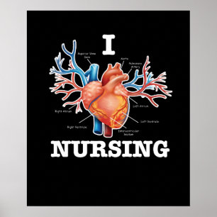 I Kärlek Nursing Heart Anatomy Medical Poster