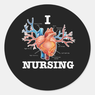 I Kärlek Nursing Heart Anatomy Medical Runt Klistermärke