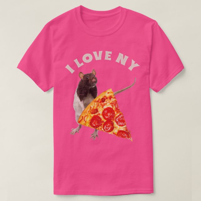 I Kärlek NY Pizza och älskare Pizza Råttor Funny D T Shirt (Design framsida)