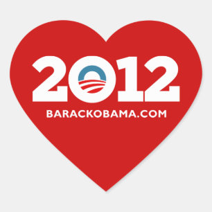 I Kärlek Obama 2012 Hjärtformat Klistermärke