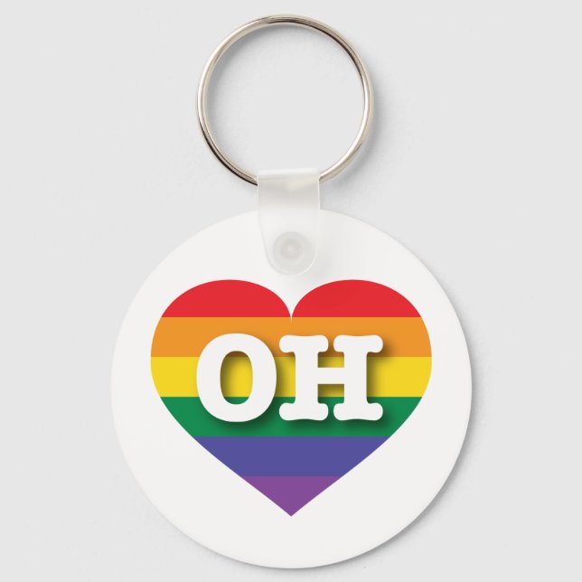 I kärlek Ohio Gay pride Rainbow Heart Nyckelring (Framsida)