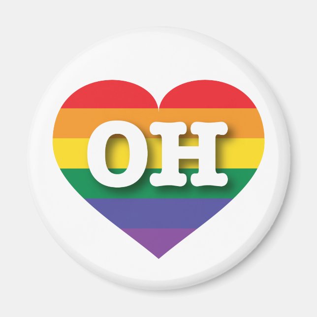 I Kärlek Ohio Rainbow Heart Magnet (Framsidan)