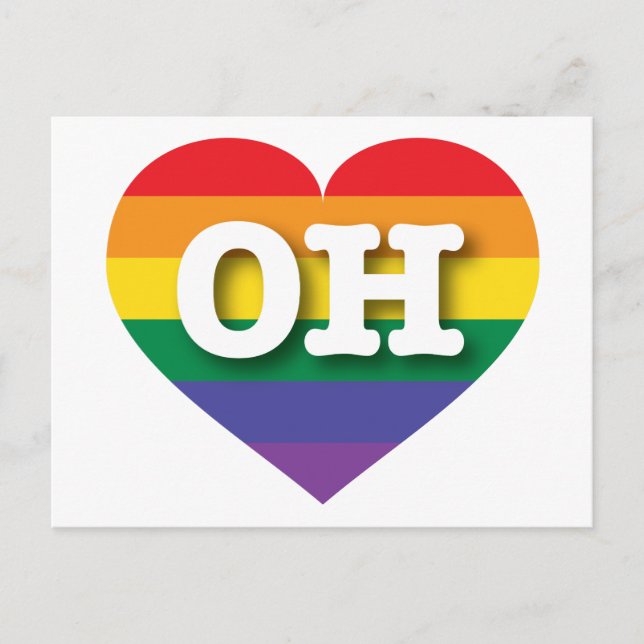 I Kärlek Ohio Rainbow Heart Vykort (Framsida)