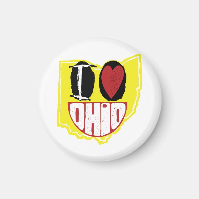 I Kärlek Ohio Smiling Lycklig Ansikte Magnet (Framsidan)