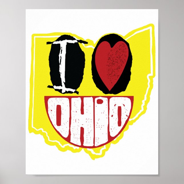 I Kärlek Ohio Smiling Lycklig Ansikte Poster (Framsidan)