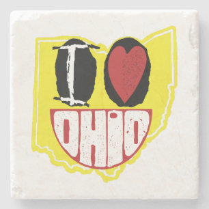 I Kärlek Ohio Smiling Lycklig Ansikte Stenunderlägg