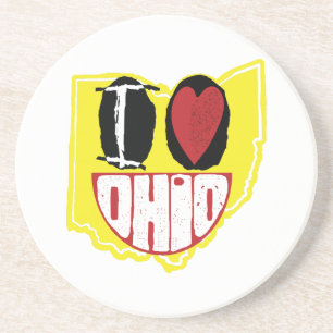 I Kärlek Ohio Smiling Lycklig Ansikte Underlägg