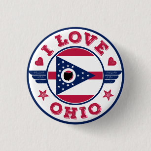 I Kärlek Ohio Statlig flagga och Karta Knapp