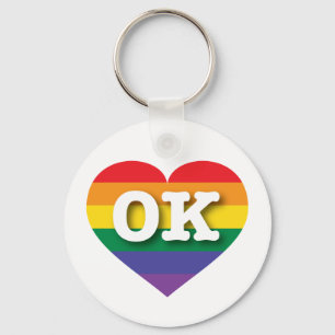 I kärlek Oklahoma Gay pride Rainbow Heart Nyckelring