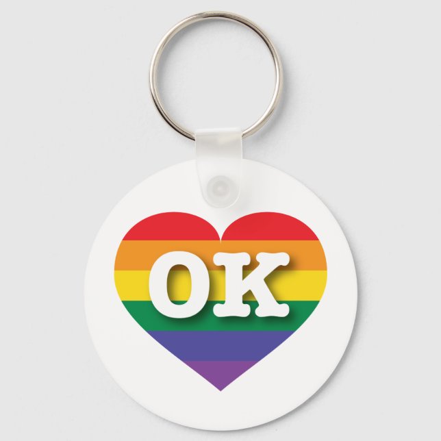 I kärlek Oklahoma Gay pride Rainbow Heart Nyckelring (Framsida)