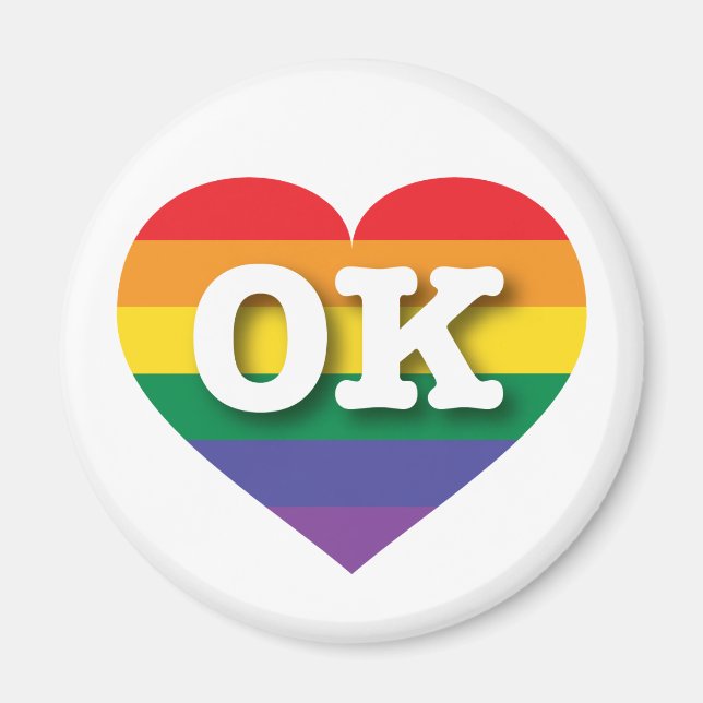 I Kärlek Oklahoma Rainbow Heart Magnet (Framsidan)