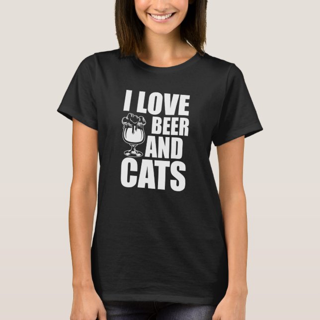 I Kärlek öl och katter - öl T Shirt (Framsida)