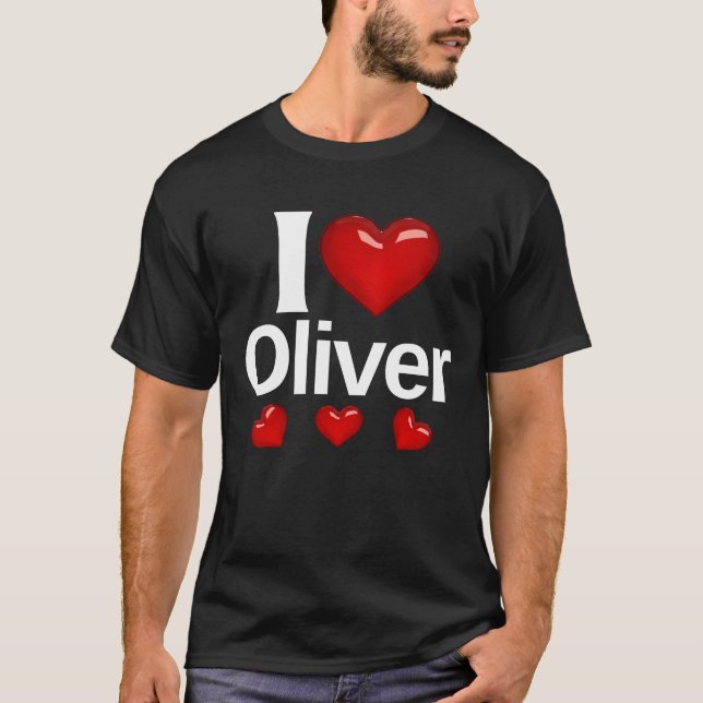 I kärlek Oliver Gift for Friend Mode Design Stil T Shirt (Framsida)