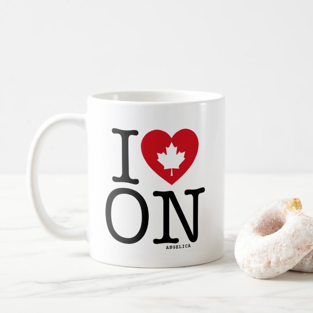 I KÄRLEK ON | I Heart Ontario Canada Personlig Kaffemugg (Med munk)
