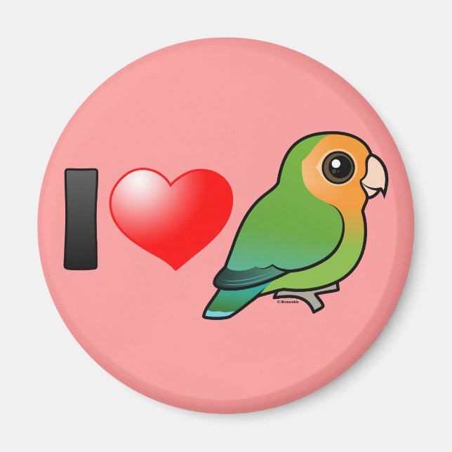 I Kärlek Orangeface Peach-face Lovebird Magnet (Framsidan)