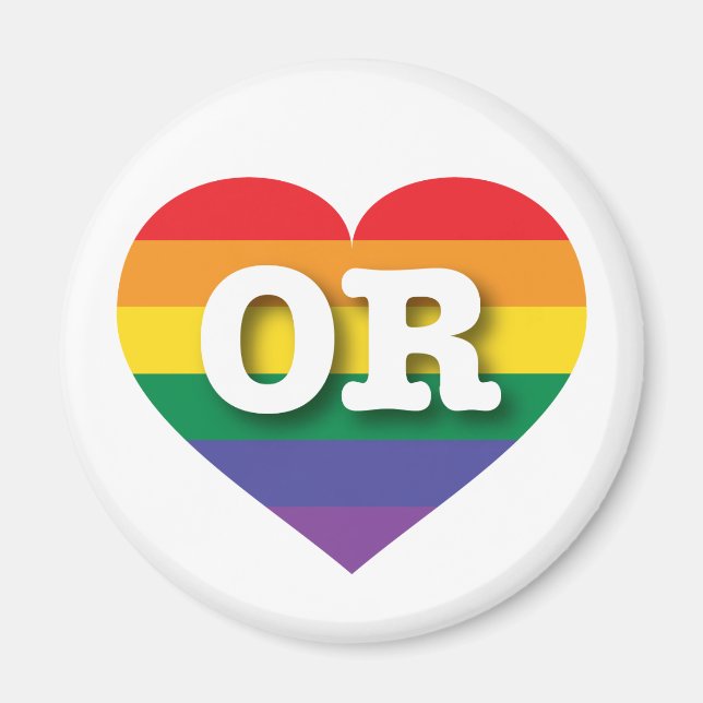I kärlek Oregon Gay pride Rainbow Heart Magnet (Framsidan)
