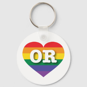 I kärlek Oregon Gay pride Rainbow Heart Nyckelring