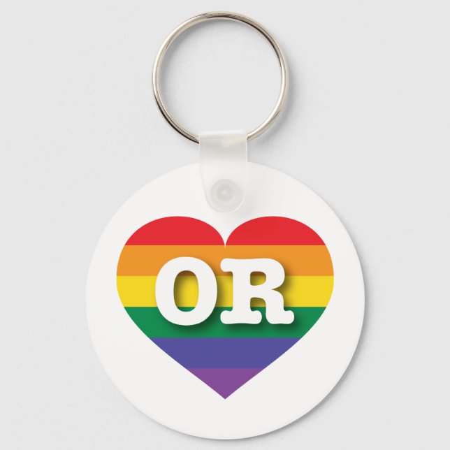 I kärlek Oregon Gay pride Rainbow Heart Nyckelring (Framsida)