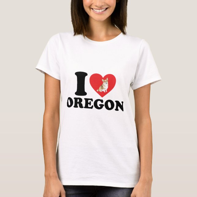 I Kärlek Oregon och min Corgi T Shirt (Framsida)