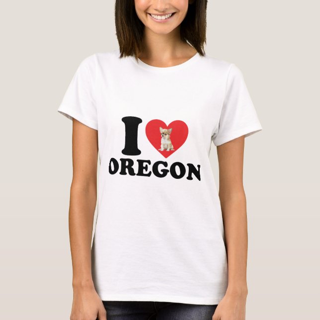I Kärlek Oregon och My Chihuahua T Shirt (Framsida)