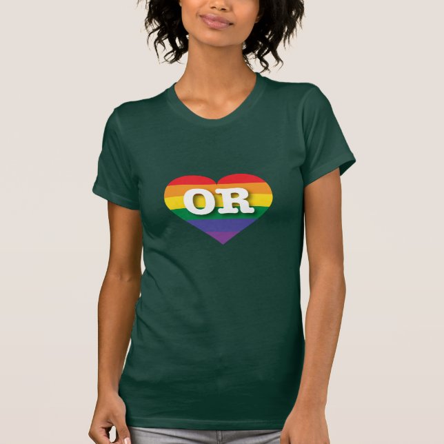 I Kärlek Oregon Rainbow Heart T-shirt (Framsida)