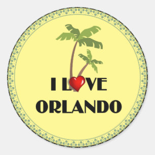 I Kärlek Orlando, tropisk design Runt Klistermärke