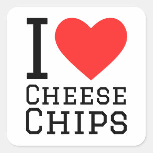 I kärlek ost chip fyrkantigt klistermärke