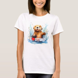 I Kärlek Otters Cute Sea Otter i Vatten Personlig T Shirt