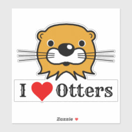 I Kärlek-otters. Otter's Head Sticker Klistermärken
