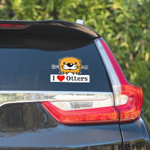 I Kärlek-otters. Otter's Head Sticker Klistermärken