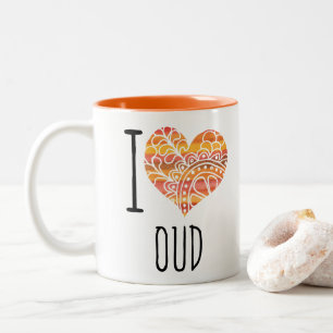 I Kärlek Oud Orange Mandala Heart Två-Tonad Mugg