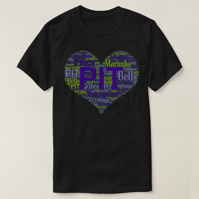 I Kärlek P Marching Band Percussion Heart Ord Clou T Shirt (Design framsida)