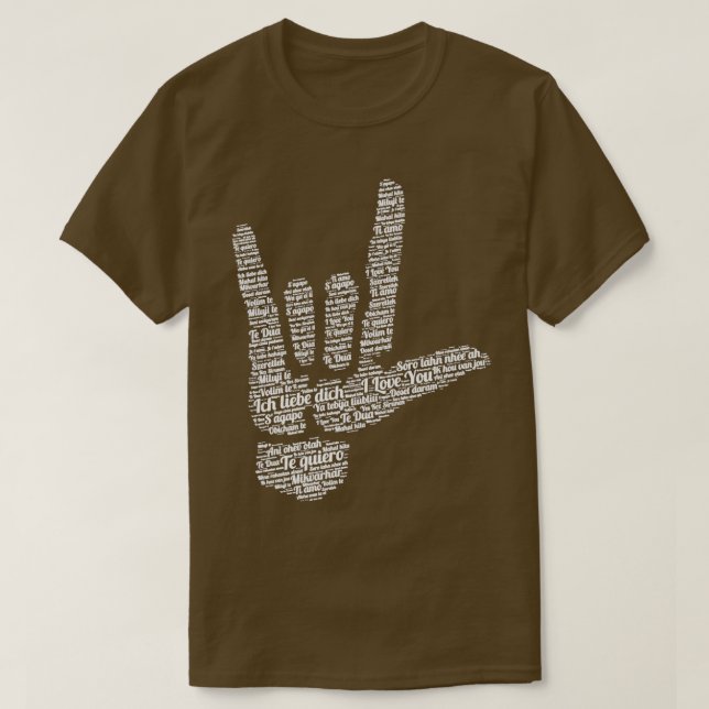 I kärlek på 40 olika språk ASL Gift T Shirt (Design framsida)