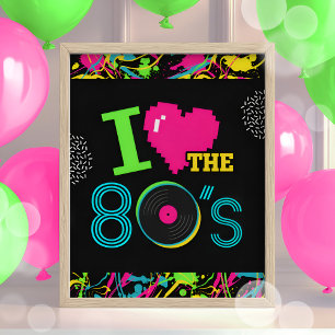 I Kärlek på 80-talet Neon Party-tecken Poster