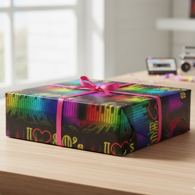 I Kärlek på 80-talet Presentpapper (I Love The 80's Wrapping Paper)