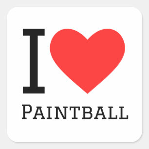 I kärlek paintball fyrkantigt klistermärke