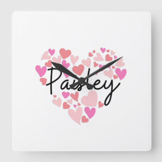 I kärlek Paisley Fyrkantig Klocka