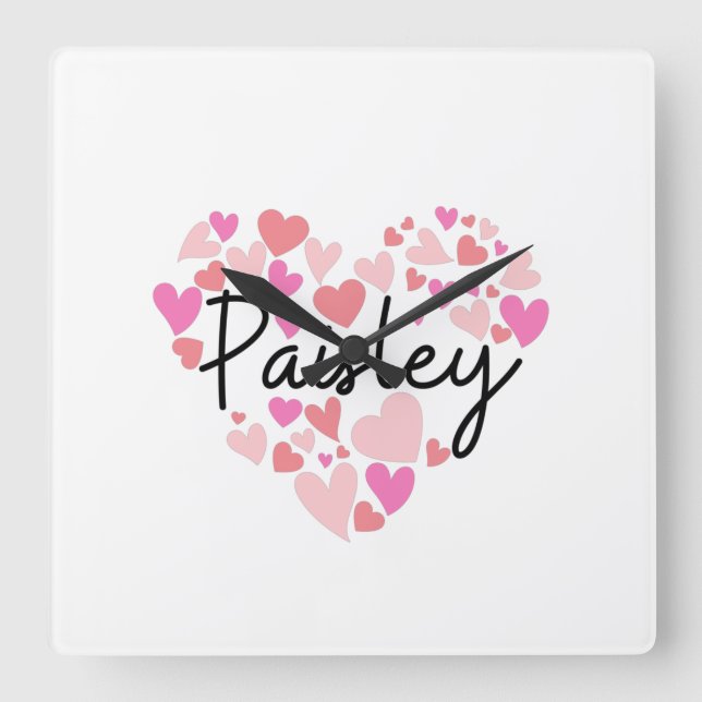 I kärlek Paisley Fyrkantig Klocka (Framsida)