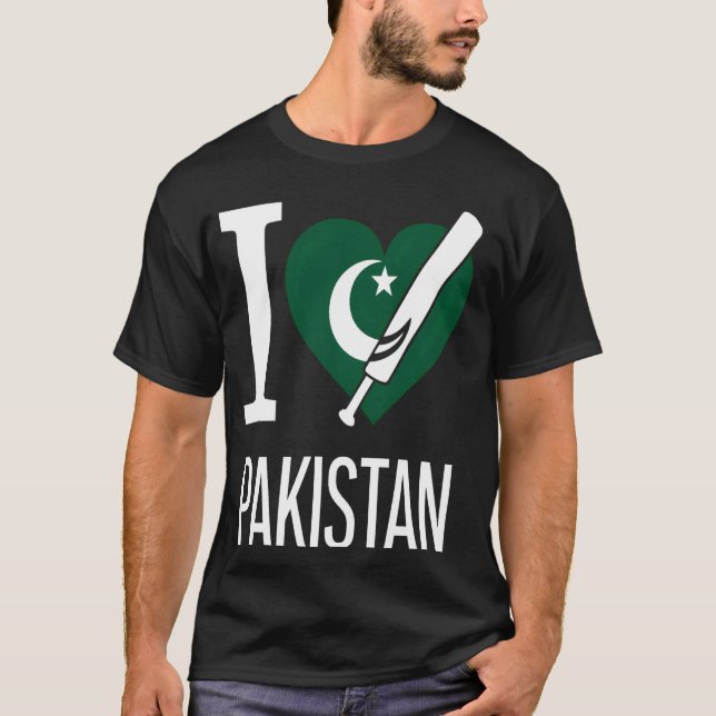 I Kärlek Pakistan Cricket T Shirt (Framsida)