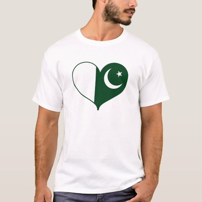 I Kärlek Pakistan Flagga T Shirt (Framsida)